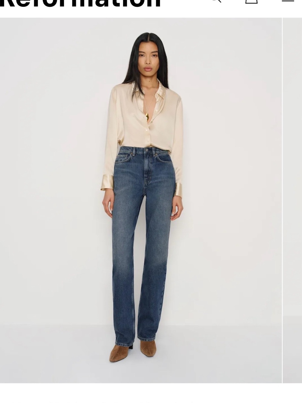 Reformation Straight Leg Jeans in Medium Blue Wash